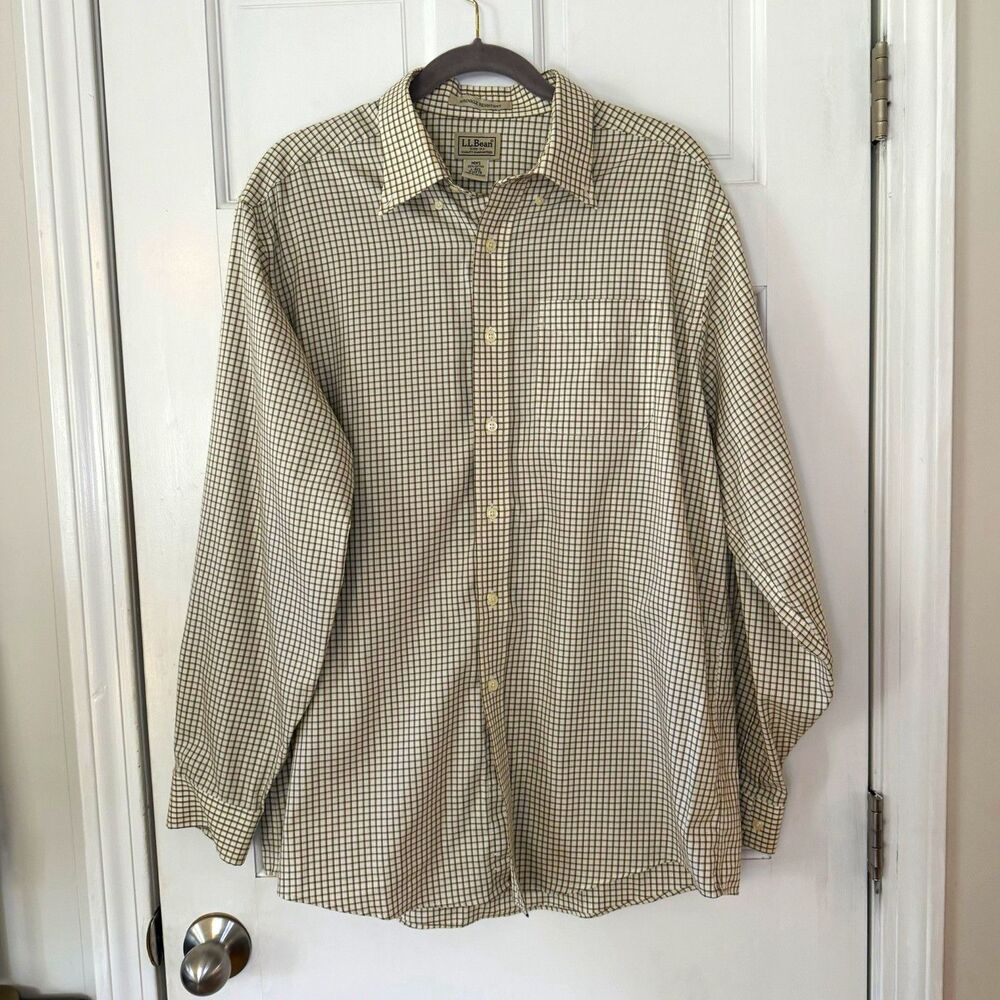 L.L.Bean Men’s L Regular Wrinkle Resistant Cotton Check Long Sleeve Shirt